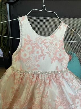 American Princess Pink & White Floral Pearl Waist Dress